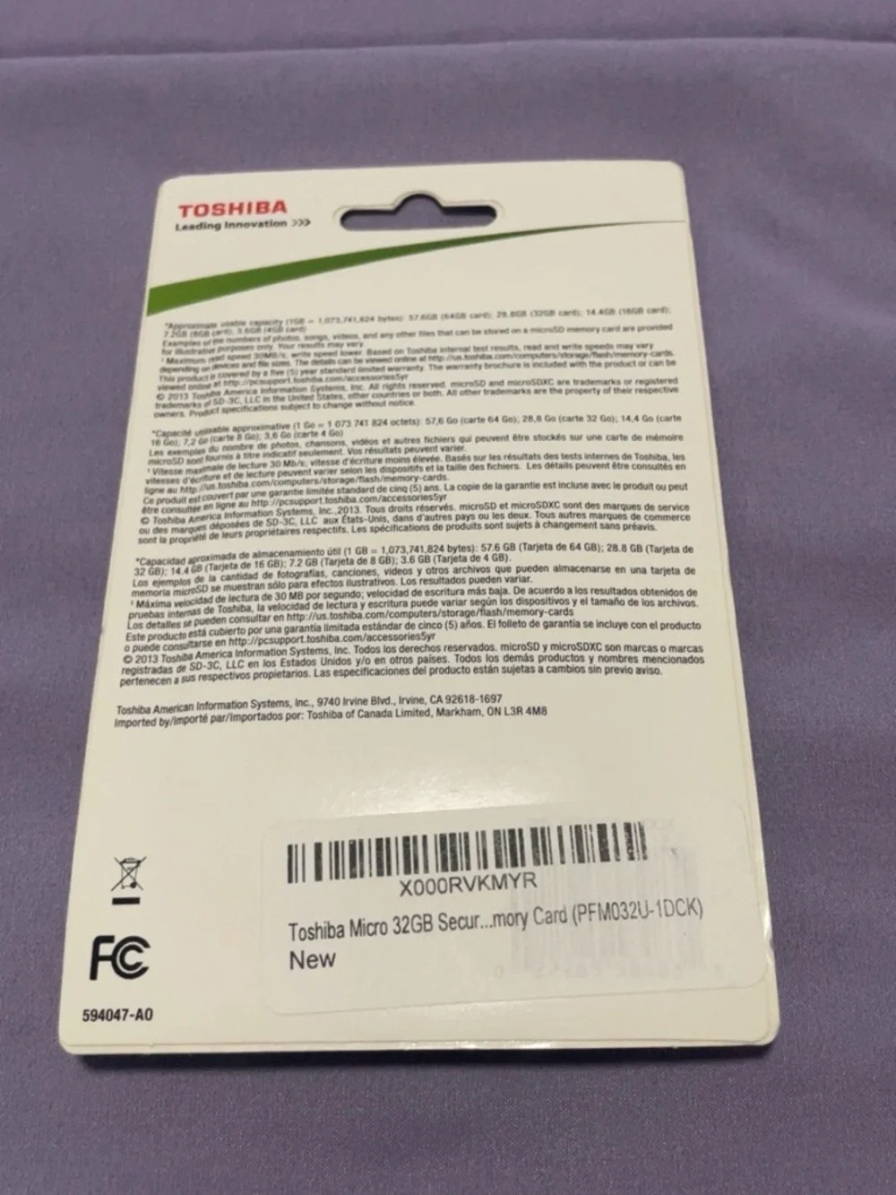 Toshiba 32GB MicroSD Memory Card with Adapter